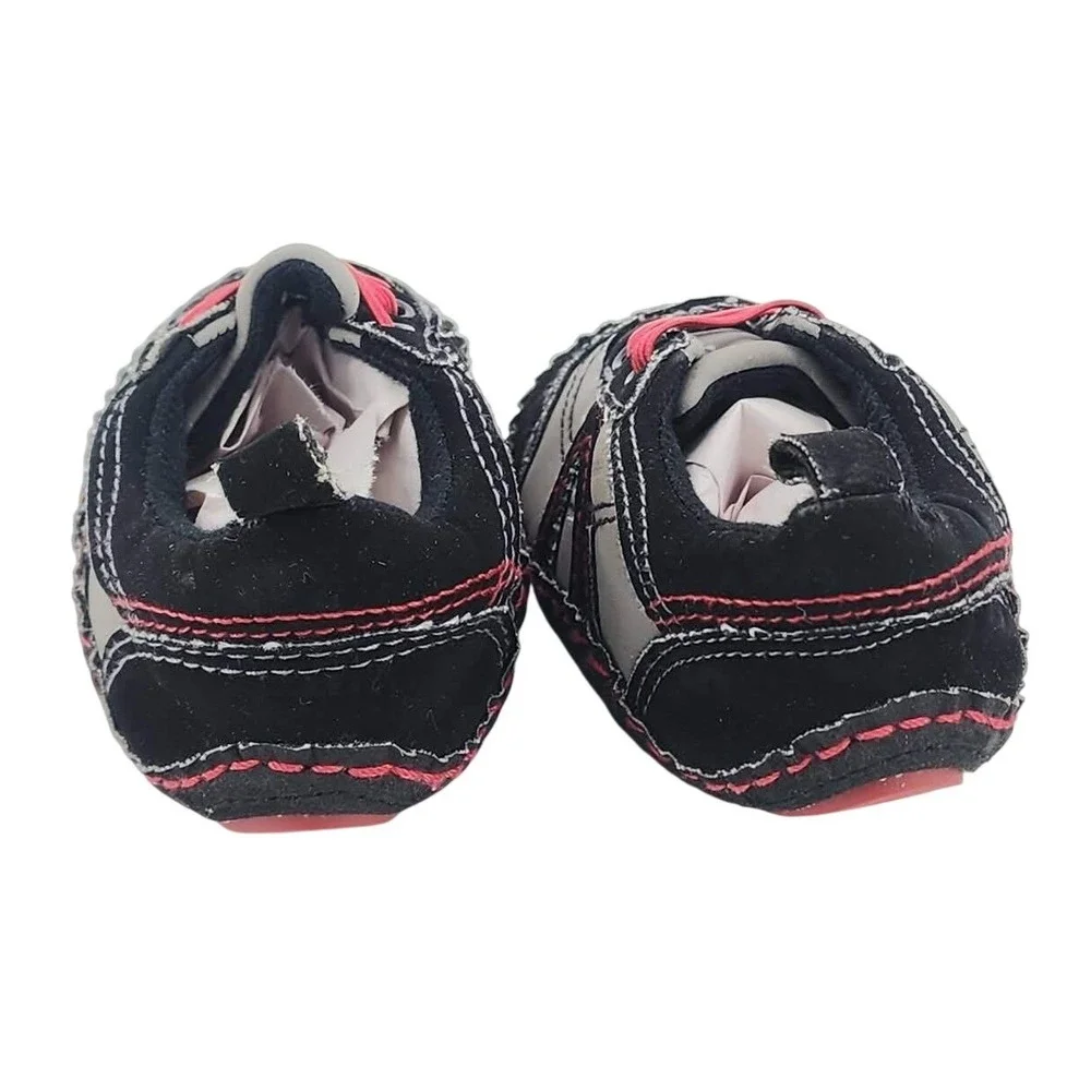 ABG Baby Infant Sneakers Black Gray Red Soft Sole Crib Shoes 6-9 Months‎